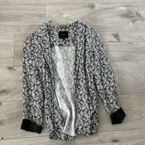 Aritzia Talua black and white floral blazer